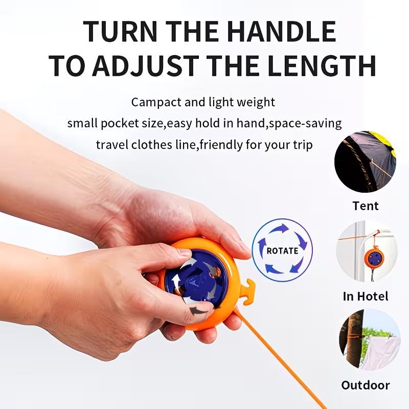 Portable Travel Clothesline Adjustable Laundry Rope Windproof Non Slip Clothes Drying Line for Camping Outdoor Indoor Use