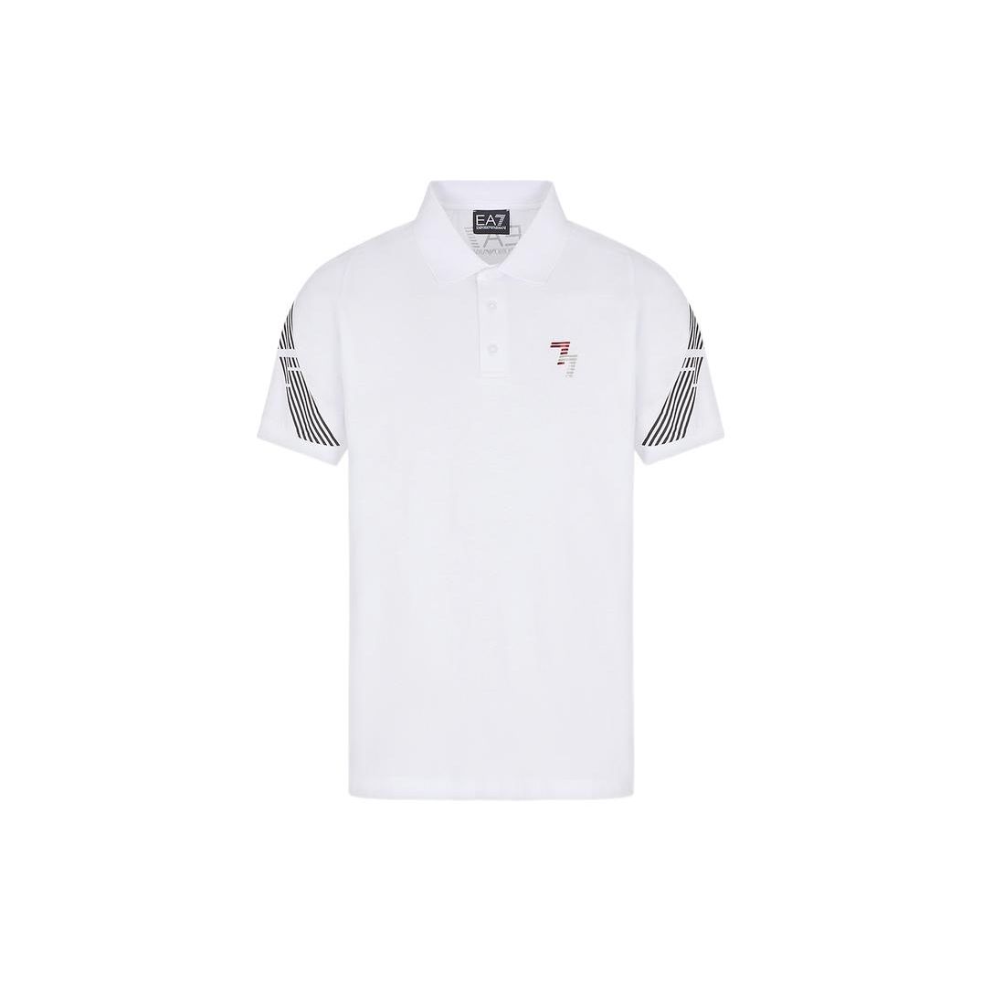 Emporio Armani SS23 Gestreept Print Rechtvallend Korte Mouw Poloshirt Heren tops Wit 3RPF51-PJ3BZ-1100 XXL