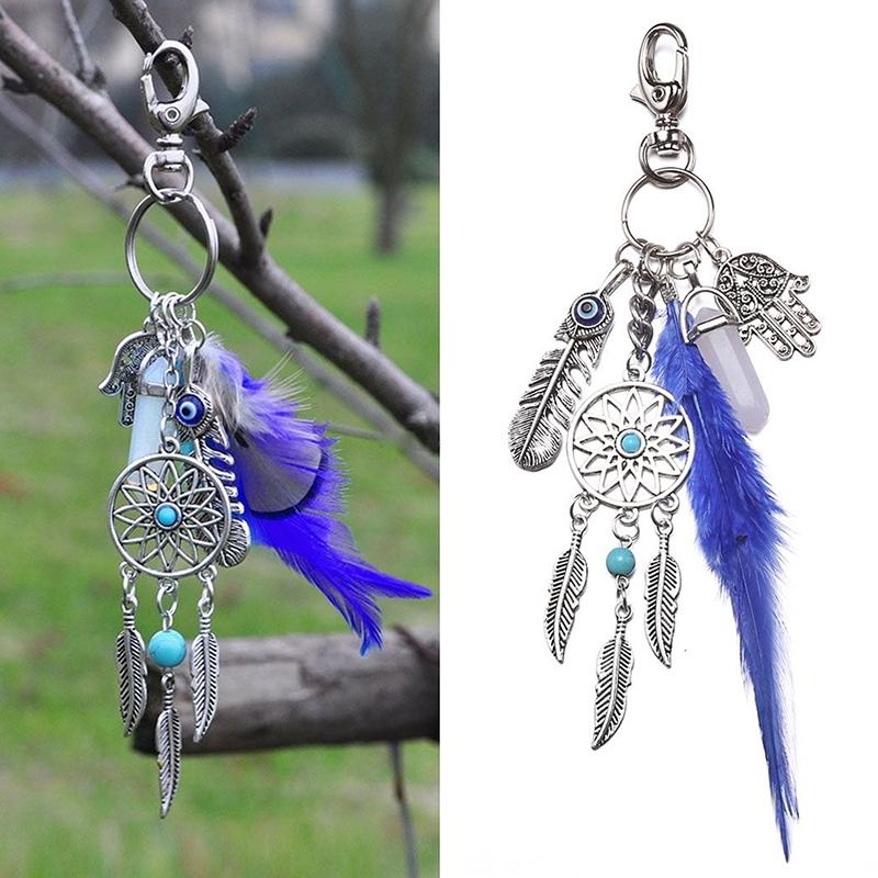 Bohemian Style Key Chains Dreamcatcher Keyring Feather Keychain Car Keychain Pendant