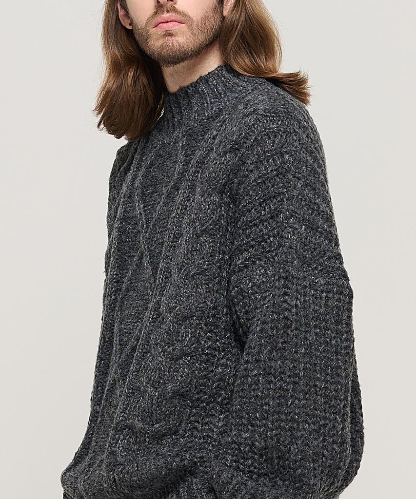 CARGOBROS Semi-Over Cable Mock Neck Knit (Charcoal)