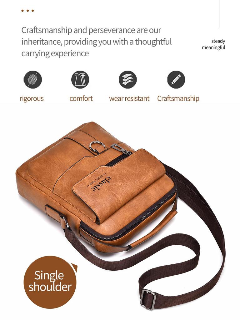 Herren Messenger Bag Leder Crossbody Schultertasche Klassische wasserdichte Aktentasche Satchel Reisetasche