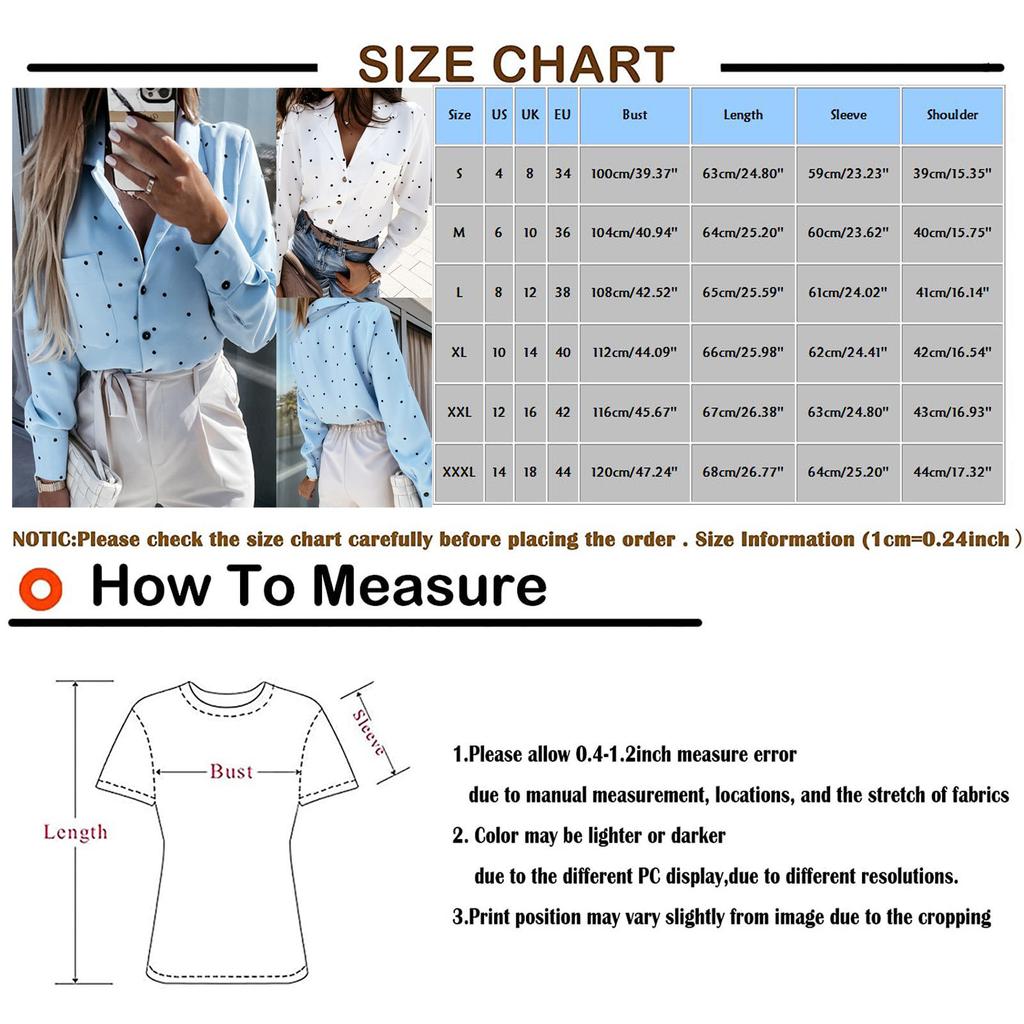 Chemise décontractée à pois pour femmes, simple boutonnage, coutures à revers, manches longues, ample en mousseline de soie