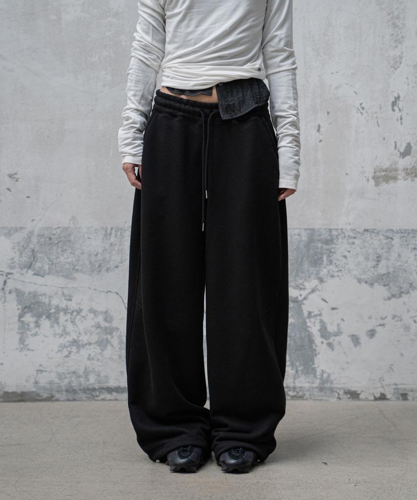 Mosan Logo Wide Sweat Pants (Black)