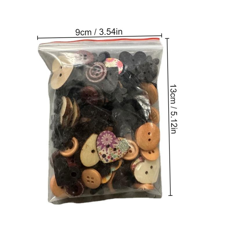 100Pcs/Bag Mix Shape Round Flower Wooden Buttons Lovely Sewing Wood Decorative Button for DIY Craft Clothes Accessories