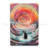 Astronaut Space Penguin Cruiser Metal Bar Decoration Designing Tin Sign Poster
