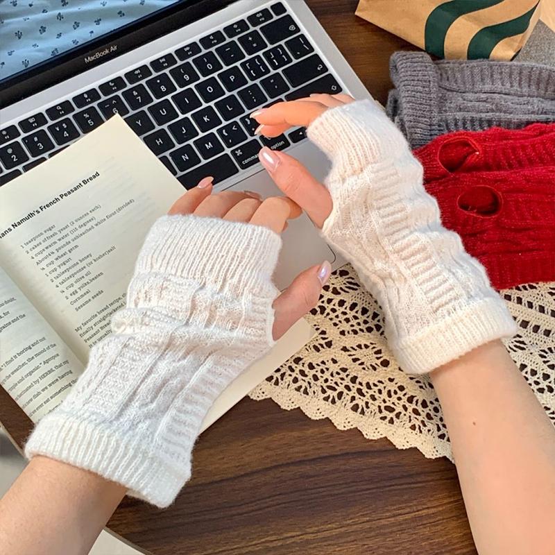 

Новые теплые вязаные перчатки без пальцев на осень/зиму для мужчин и женщин, простые и стильные A1