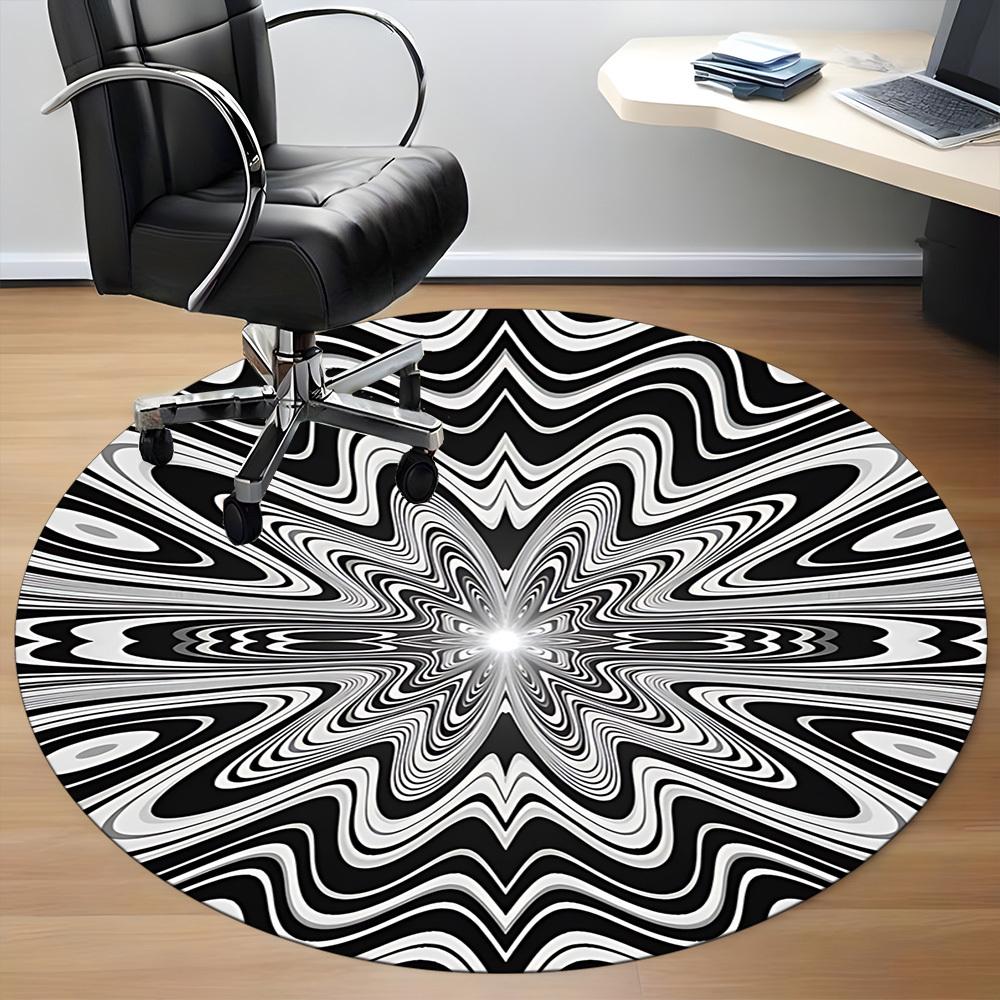1pc Optical Illusion Pattern Carpet for Office Non-Slip, Round Carpet, Soft & Comfortable, Carpet for Office, Lightweight Round Floor Mat Yy251226066