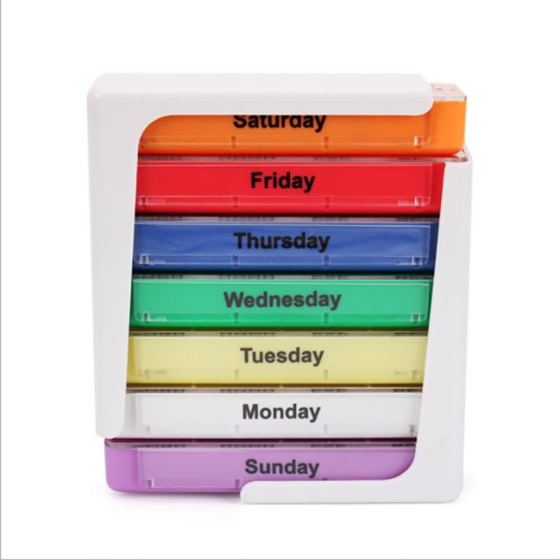 Weekly 7 Days Pill Box Compartments Pill Organizer Plastic Medicine Storage Dispenser Cutter Drug Cases for Home Travel