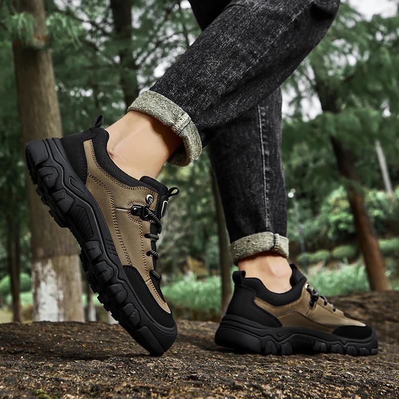 Fashion Men's Shoes High Quality Classic Men Hiking Shoes Genuine Leather Men Casual Shoes Lace-Up Men's Comfortable Walking Footwear