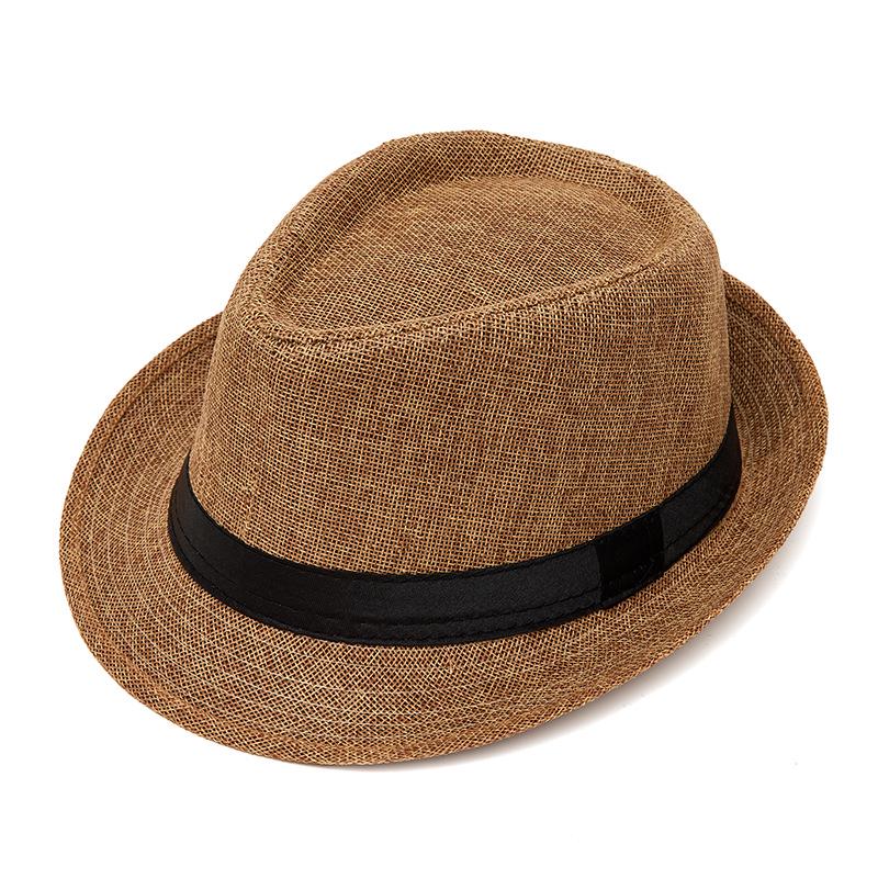 Men's Summer Straw Fedora Sun Hat - Outdoor Sunshade Beach Bowler Hat