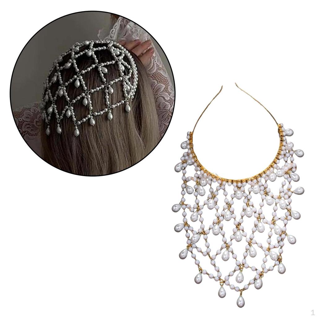 Mesh And Rhinestone Headband, 1920s Hair Hoop, for Nightclub Wedding Parties