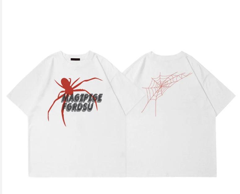 European And American Red Spider Letter Print Pure Cotton ShortSleeved TShirt For Unisex And Unisex Summer Top
