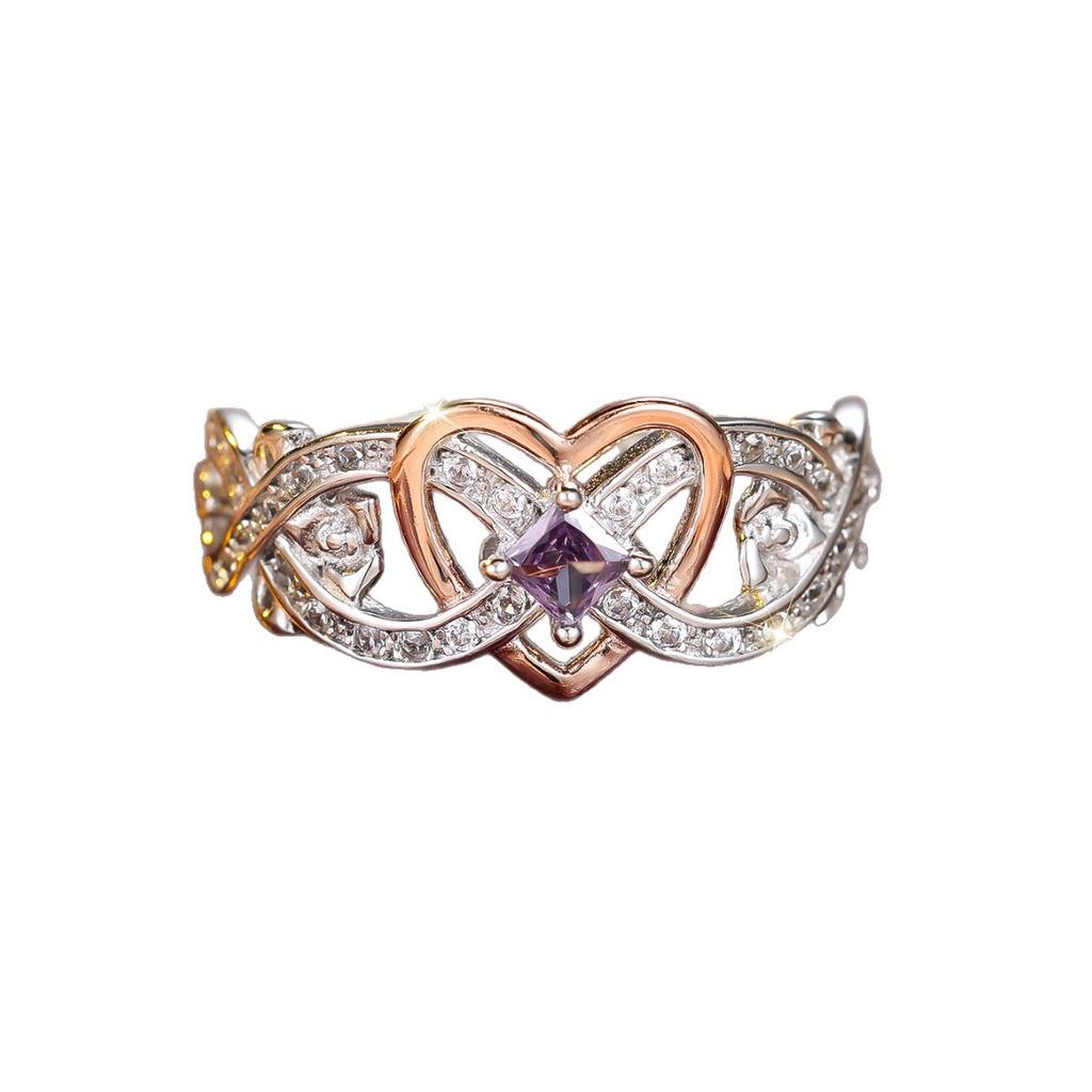 S Sterling Silver Sterling Silver White Diamond Rose Gold Love Ring Full Body Silver Ring Hot Selling Wedding Ring