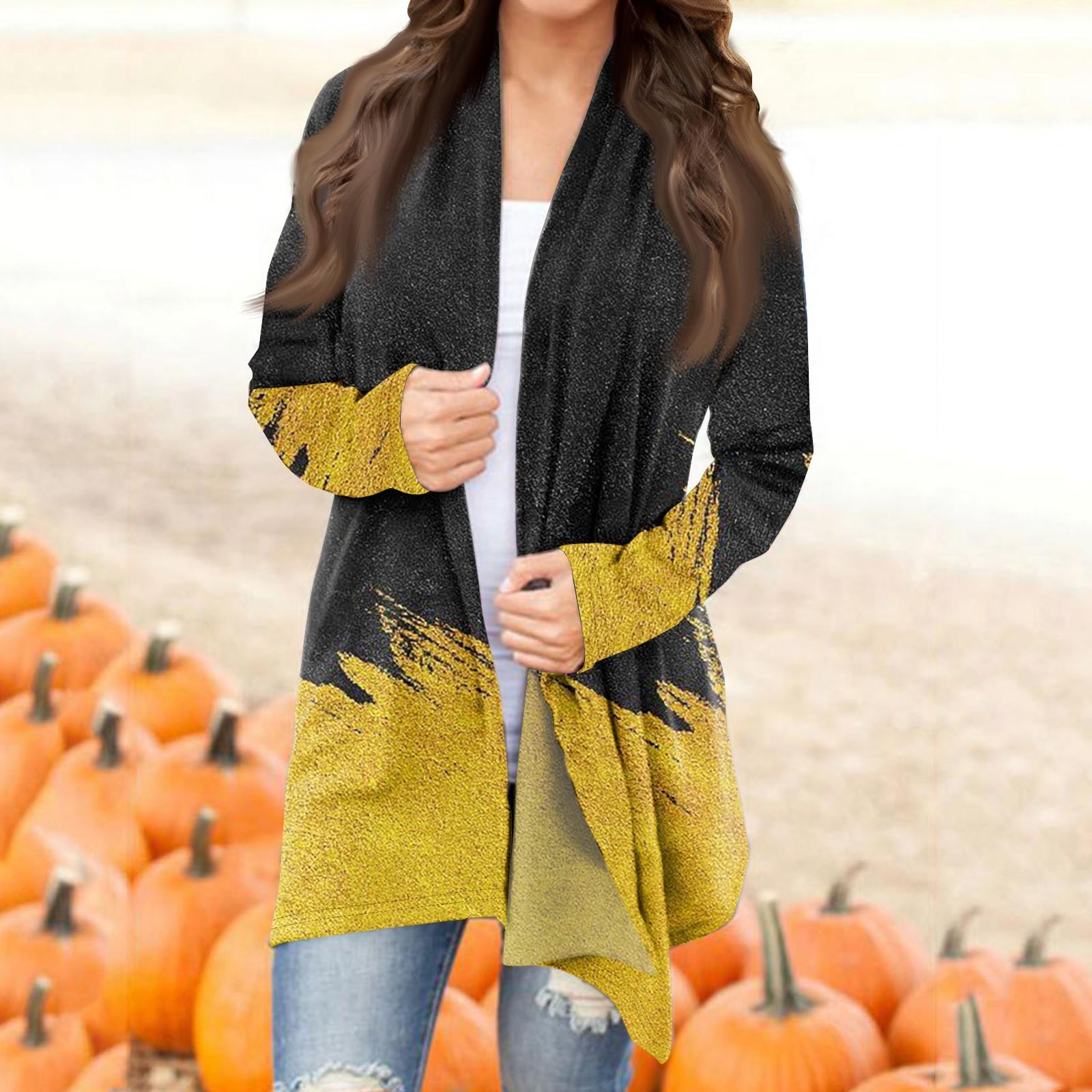 

Женская модная повседневная куртка-кардиган средней длины с принтом XXL жёлтый