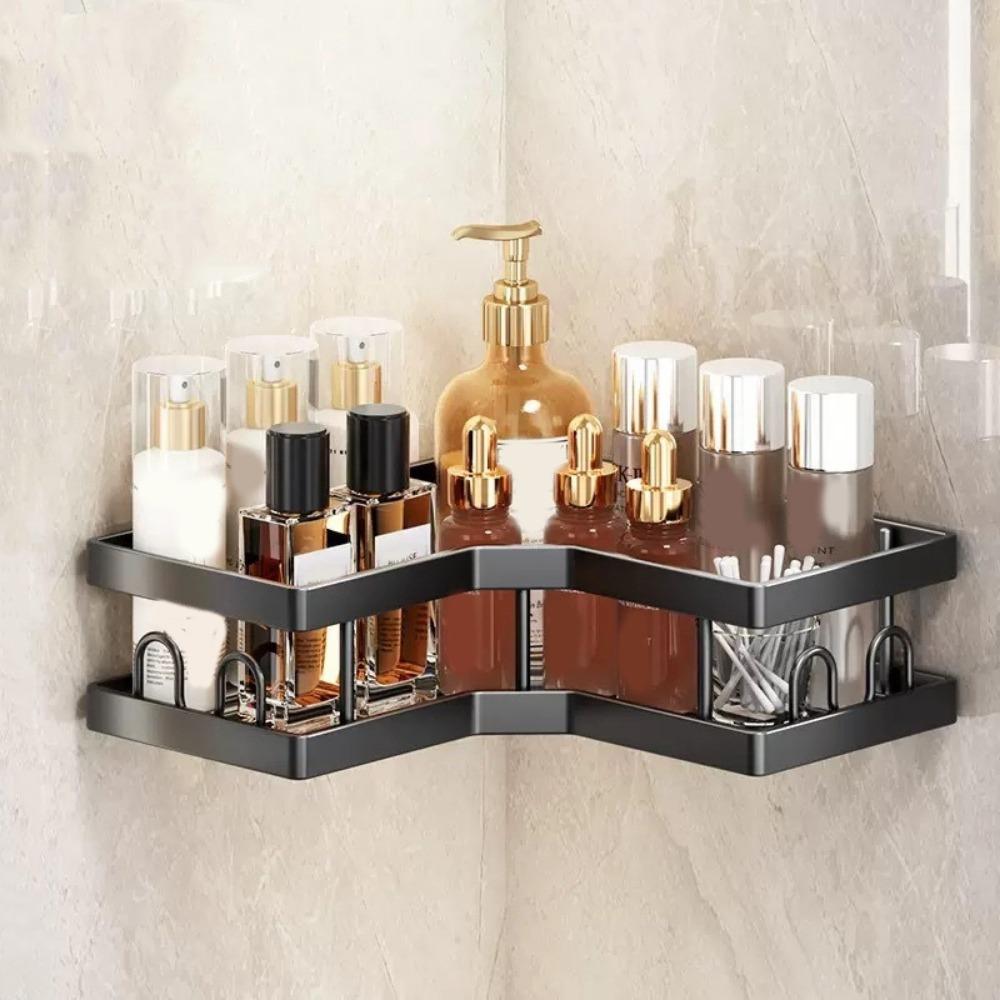 1Pc/3Pcs/5Pcs Wall Mounted Corner Storage Shelf Carbon Steel Shampoo Storage Rack  For Home
