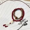 New Chinese-style couple's lion-dancing wood glass beads double circle niche national style high-end fashion bracelet new