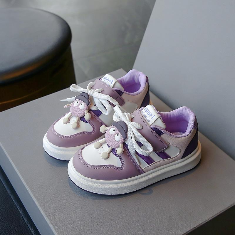 

Students Sneakers Soft Sole Non-slip Boys Girls Running Shoes Striped 2025 New Fashion Children Flat Shoes Round Toes Comfort 26 фиолетовый