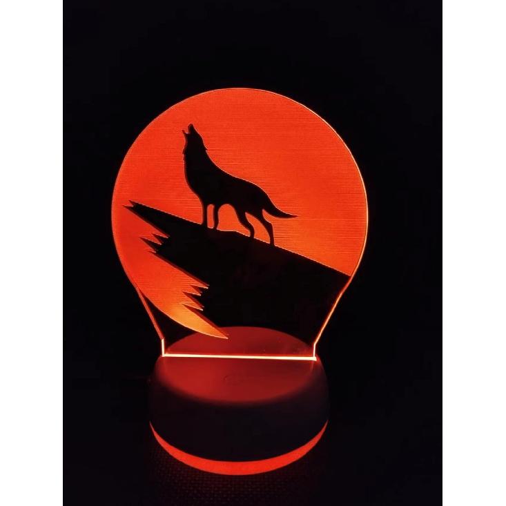 Xdorra Wolf Night Light Men Décor Bedroom, 3D Illusion Lamp Wolf Art Office Home Decoration Themed Birthday Gift for Father Husband