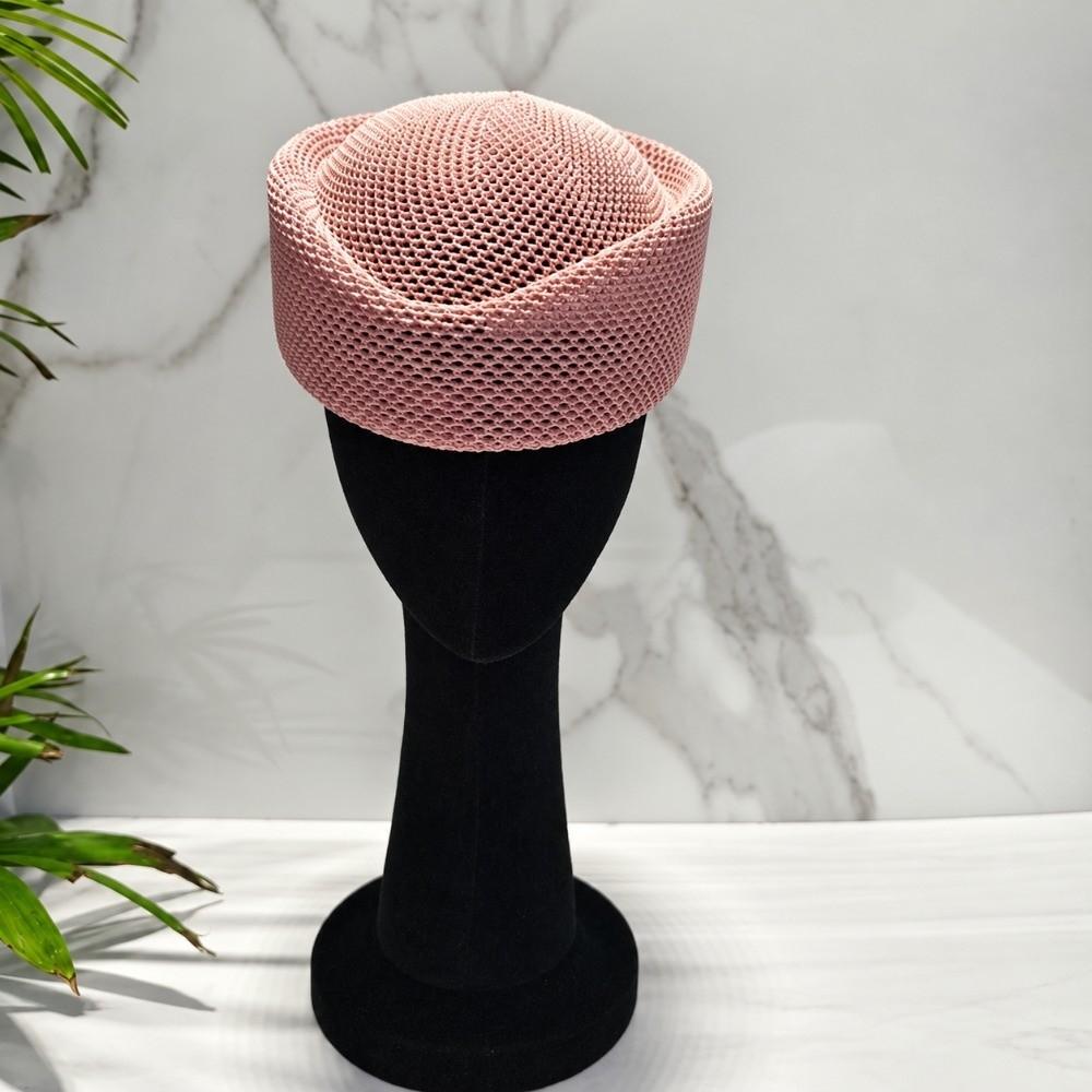 Solid Color Mesh Beret Hat Hollow Casual Stewardess Cap Fashion Knitted Beanie Women