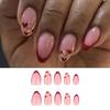 Valentines Day False Nail Short Almond French Tip Heart Glittering Glossy Glues On Nail 24Pcs Set for New Year Christmas