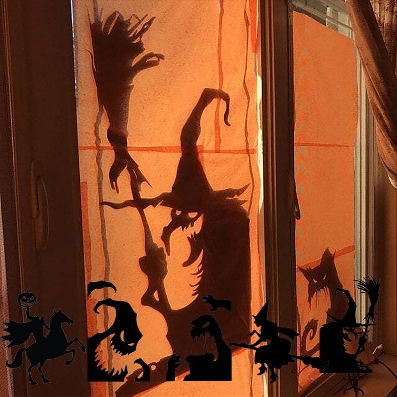 62KD Halloween Window Clings Static Electricity Black Halloween Decorations Stickers Decals Double Sided Skull Reusabl