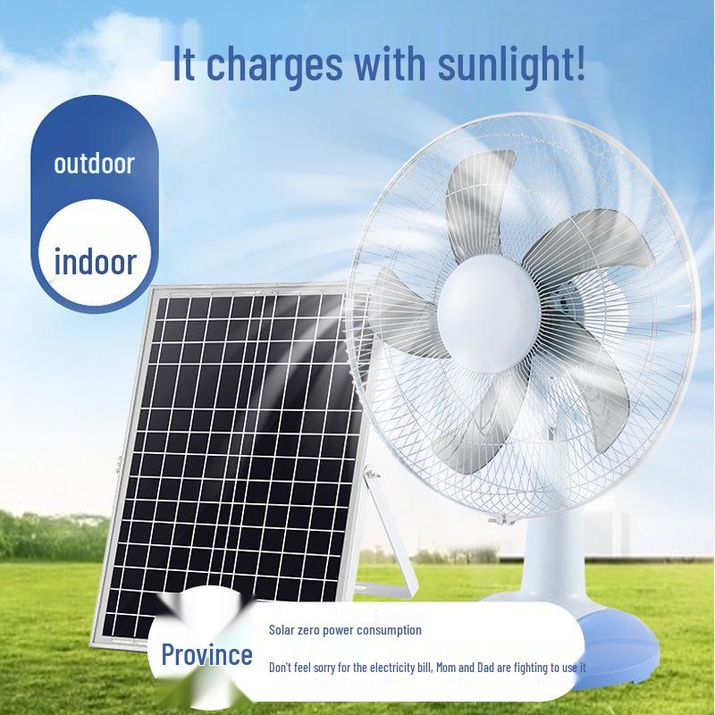 High Wind Solar Table Fan for Indoor & Outdoor Use - Ideal for Homes, Dorms, Offices