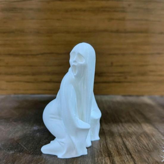 Halloween Ghost Figurine, Funny 3D Printed Scream Ghost Statue for Desk, Tabletop, Mantel, Shelf, Spooky Home Decor