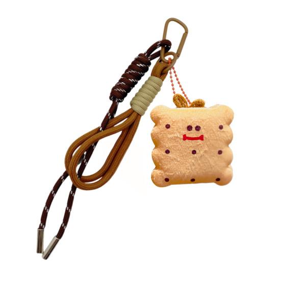 Plush Pendant Keychain Cute Food Charms for Bags Backpacks Soft Smiling Bread Donut Burger Plush Bag Hanger Lanyard Decoration Accessories