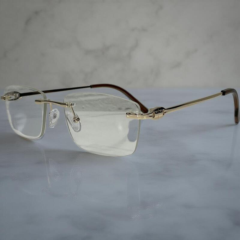 Women s Square Rimless Neutro Grunge Glasses G1449_Silver