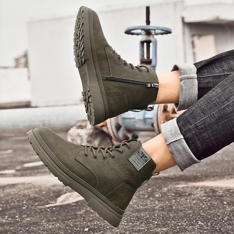 Fashion Genuine Leather Male Comfortable Outdoor High Top Shoe Fashion Men Comfortable Flats Boots Classic Men Winter Plush Snow Boots
