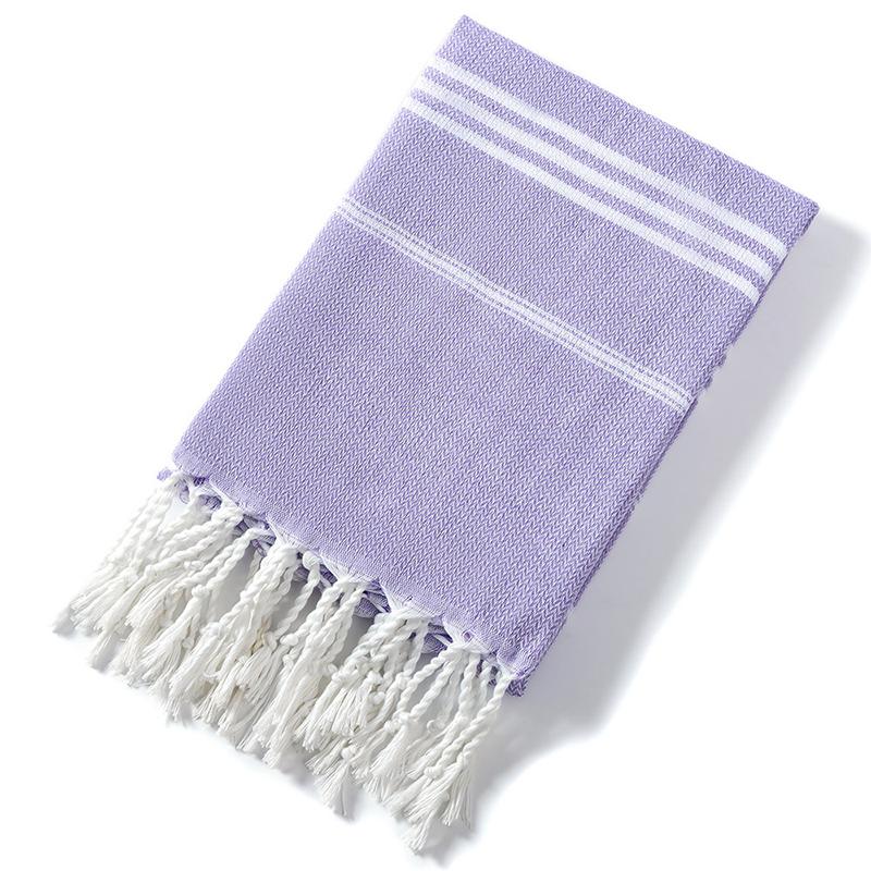 Cotton Striped Turkish Sports Bath Towel With Tassels Travel Gym Camping Sauna Beach Pool Blanket Absorbent Easy Care
