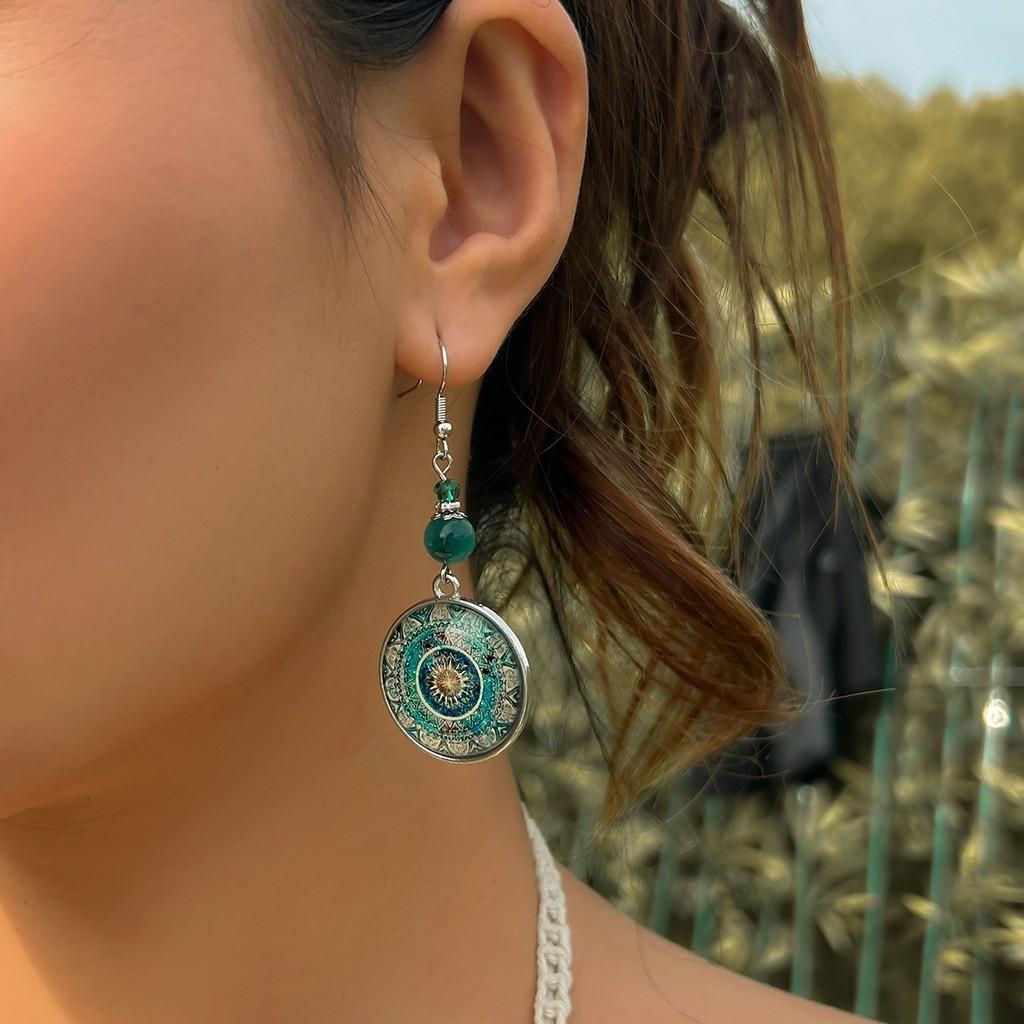 Floral Dazzling Vintage And Geometric Drop Earrings With Stunning Finish Electroplated