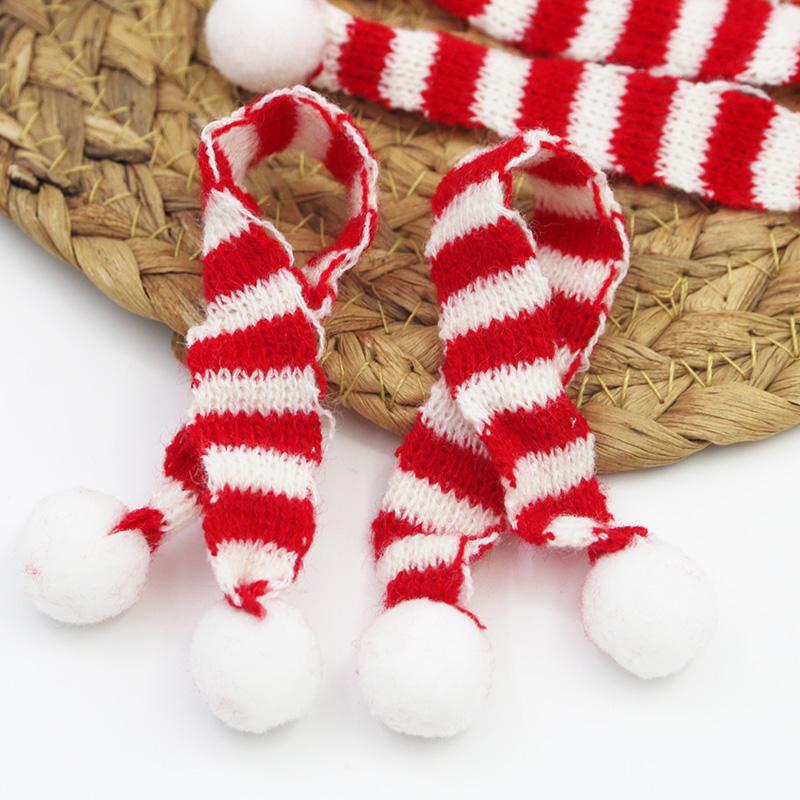 (5Pcs/bag)20cm Christmas Mini Scarf Landscape Decoration Knitted Finger Scarfs Xmas Tree Hanging Decoration Party Children's Toy