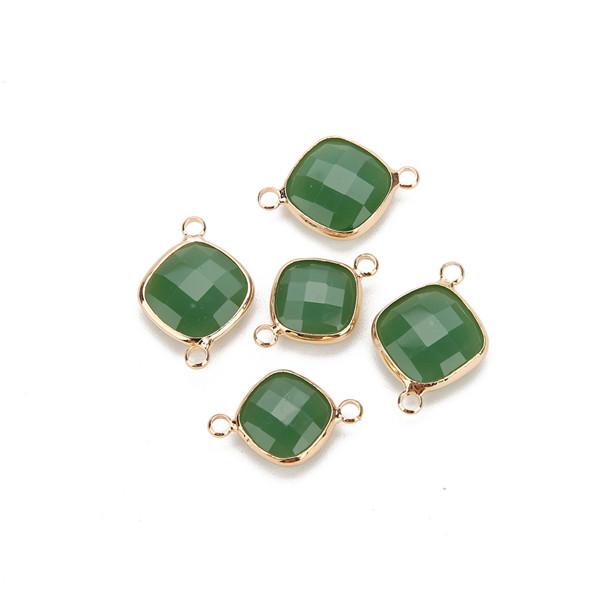 5pcs 11mm White Double Hole Glass Charms Pendants Connector for Chain Bracelets Necklace Women DIY Jewelry Making Findings