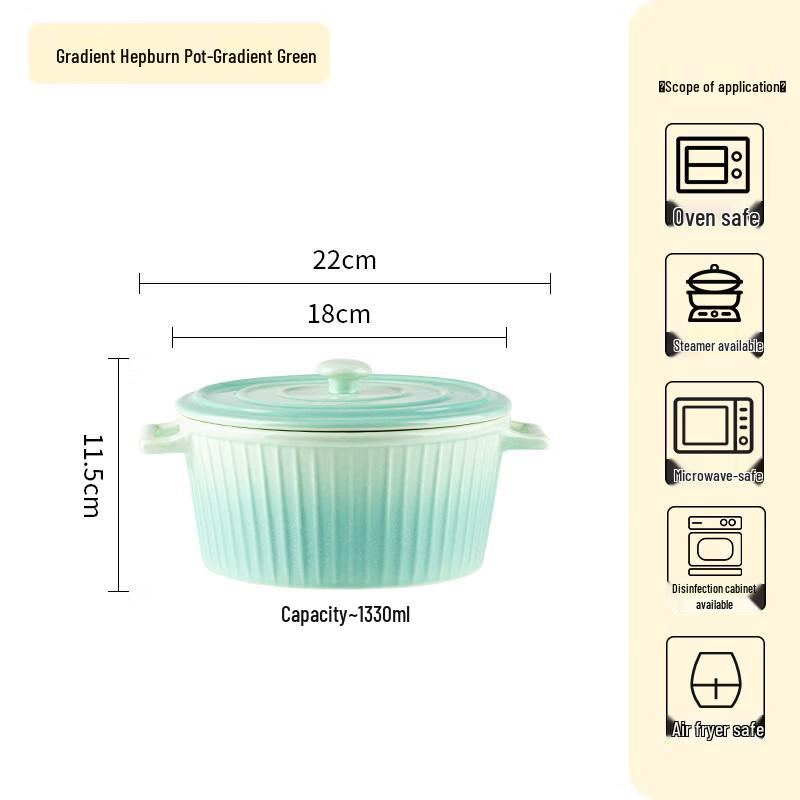 Perleson Ceramic Double-Handle Lidded Soup Noodle Bowl