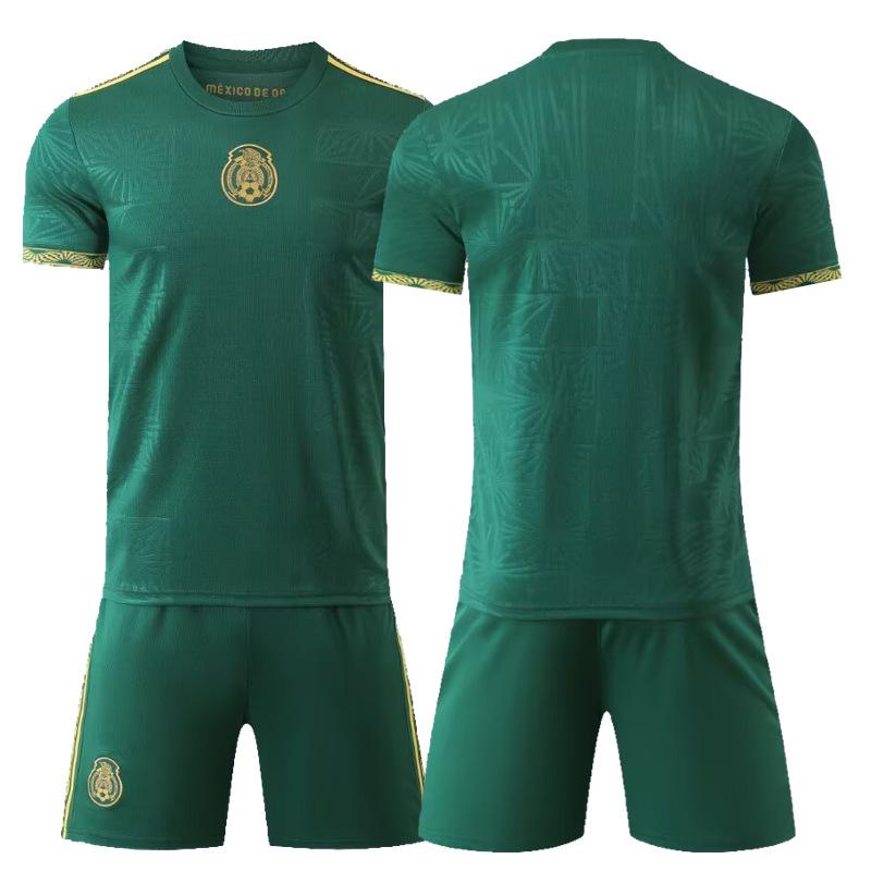 2025 Mexiko schwarz goldener Ball Fußballtrikot Set schnelltrocknend Herren Neu grenzüberschreitend Trikot kurzärmlig Sommer