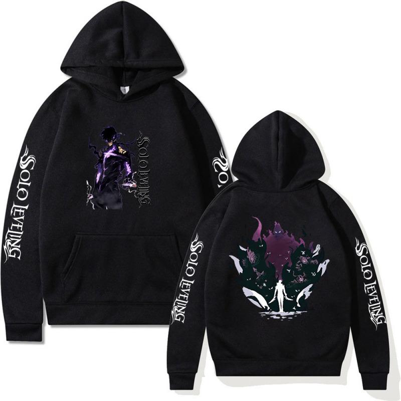 

2024 Explosive Day Marvel SOLO LEVELING Свободная дышащая толстовка с темным принтом злодея и белым значком L