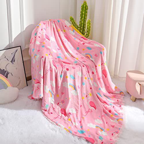 Pink Flamingo Flannel Blanket Lightweight Soft Sofa Blanket Direct Supply