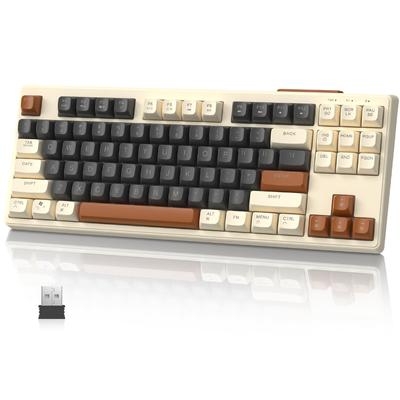 M87 Gaming Keyboard Wireless 87 Keys Membrane Type Tenkeyless Compact Keyboard Fast Connection Supports for Up To 3 Devices Quiet Lightweight Wireless
