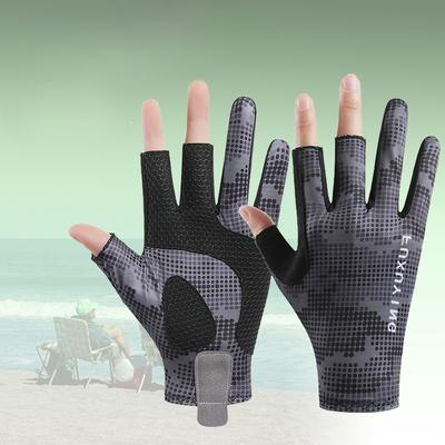 Cycling Gloves for Men's Summer Thin Sun Protection  Non Slip Breathable Ice Silk Driving Leak Three Finger Lure Fishing Gloves