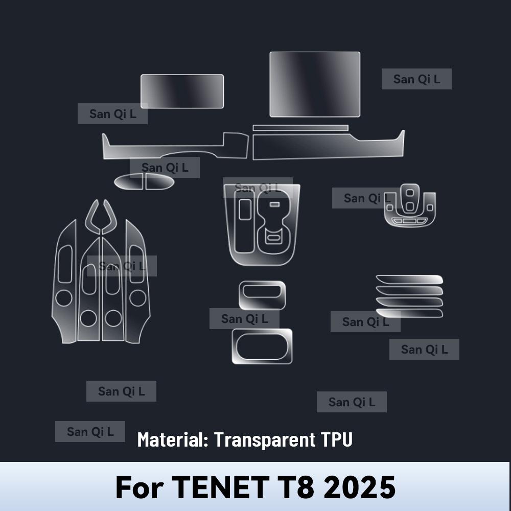 Для TENET T8 2025 Защитная пленка-наклейка на центральную консоль автомобиля, медиа-панель, навигацию, из TPU, защищающая от царапин Left rudder driving