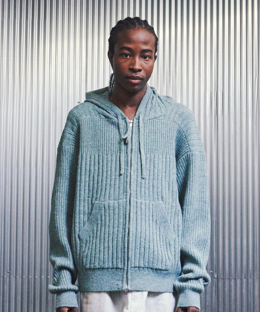 FDR Souffle Varigated Rib Hood Zip Up_Melange Green