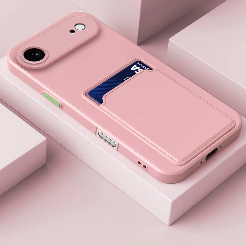 For Iphone 17 Air Card Slot Wallet Shockproof Silicone Case for Iphone 17 Pro Max 17pro Candy Matte Soft TPU Protection Cover