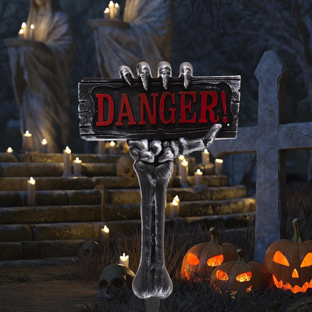 Skelett Gartenschilder 54cm Halloween Skelett Knochen Gartenschilder Gruselige Partyzubehör für Draußen Drinnen Feiertag Spukhaus