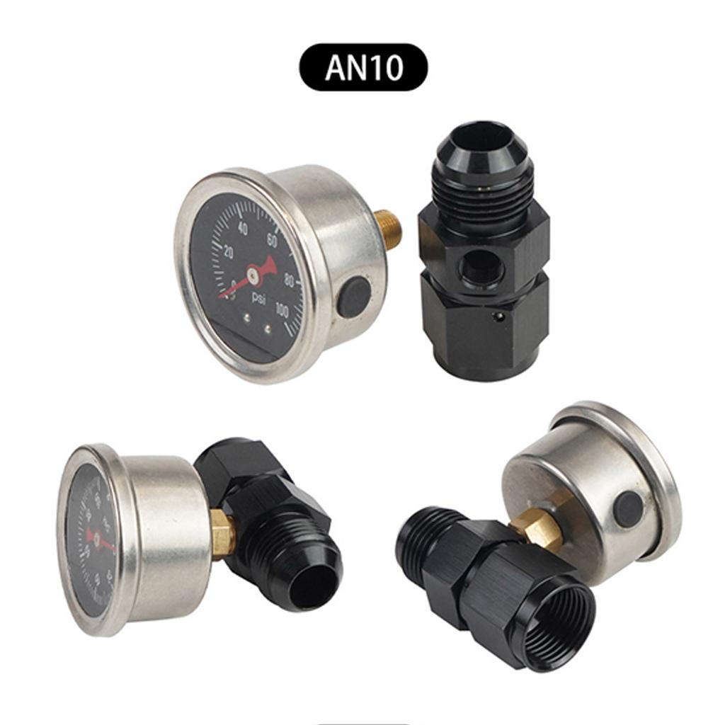 Universal Fuel Pressure Gauge Liquid 0-100psi Oil Press Gauge 1/8" NPT with 6AN Fuel Pressure Take Off Fitting