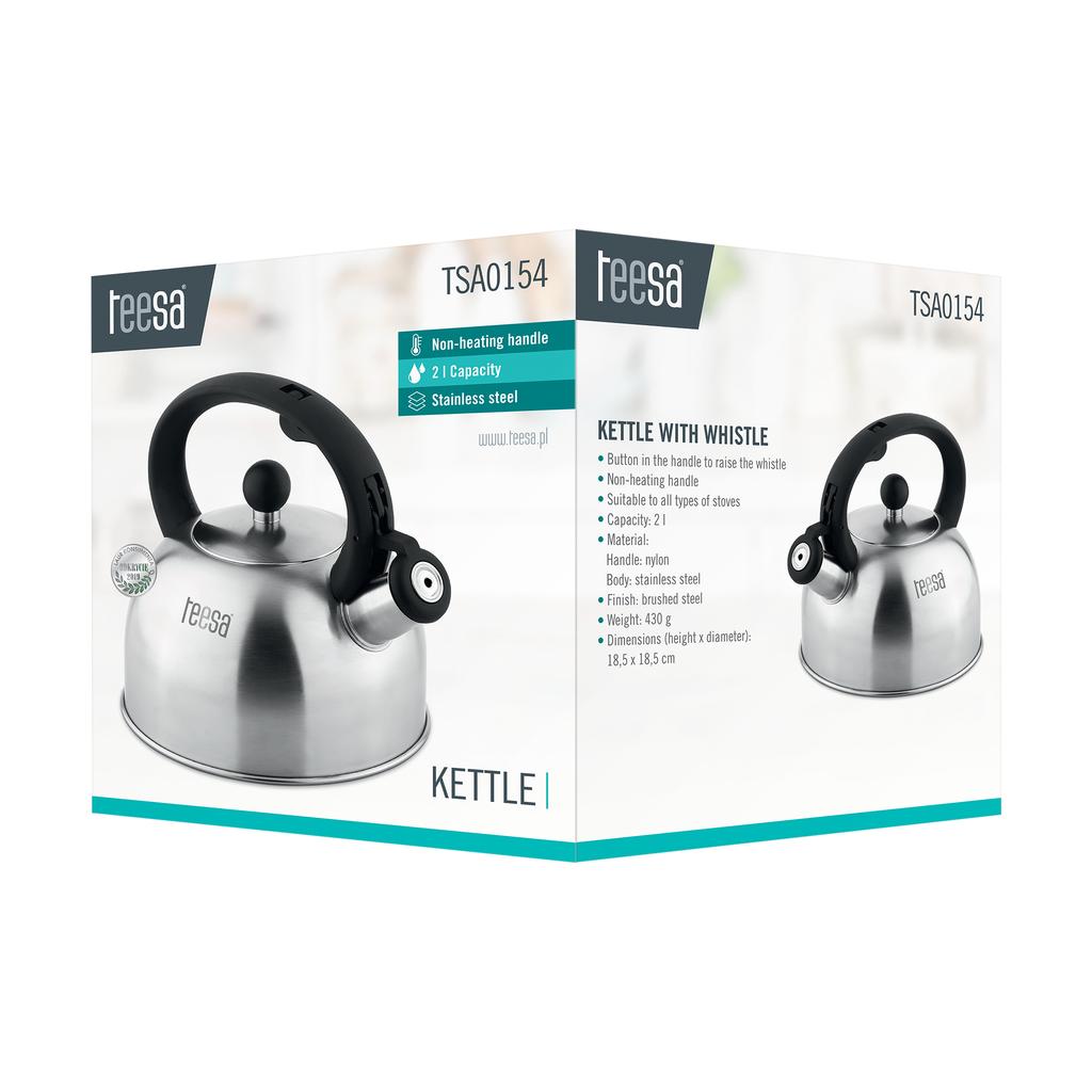 Teesa stainless steel kettle with whistle 2L gas induction