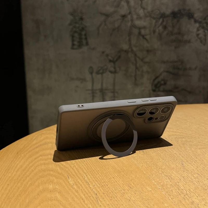 360° Rotating Stand Shockproof Matte Clear Magnetic Phone Case for Samsung S25 S23 S24 Ultra Pllus FE S25 Edge For Magsafe Cover