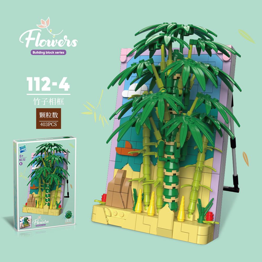 Children'S Puzzle Assembly Small Particles Building Block Flower Simulation Rose Photo Frame Building Block Toy Plant Pendant Color Box