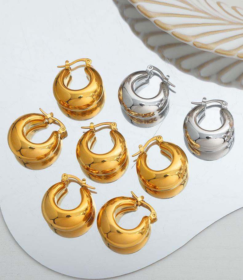 Francuskie Retro Metalowe Tytanowa Stal Nieblaknące Nausznice - Eleganckie, Lekkie Kolczyki dla Kobiet.