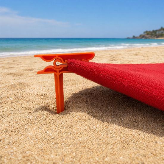 4Pcs Beach Towel Clips Windproof Towel Holders, Beach Towel Anchoring Stakes Clips, Outdoor Mat Anchors Stakes Clamps, Plastic Picnic Blanket Holders